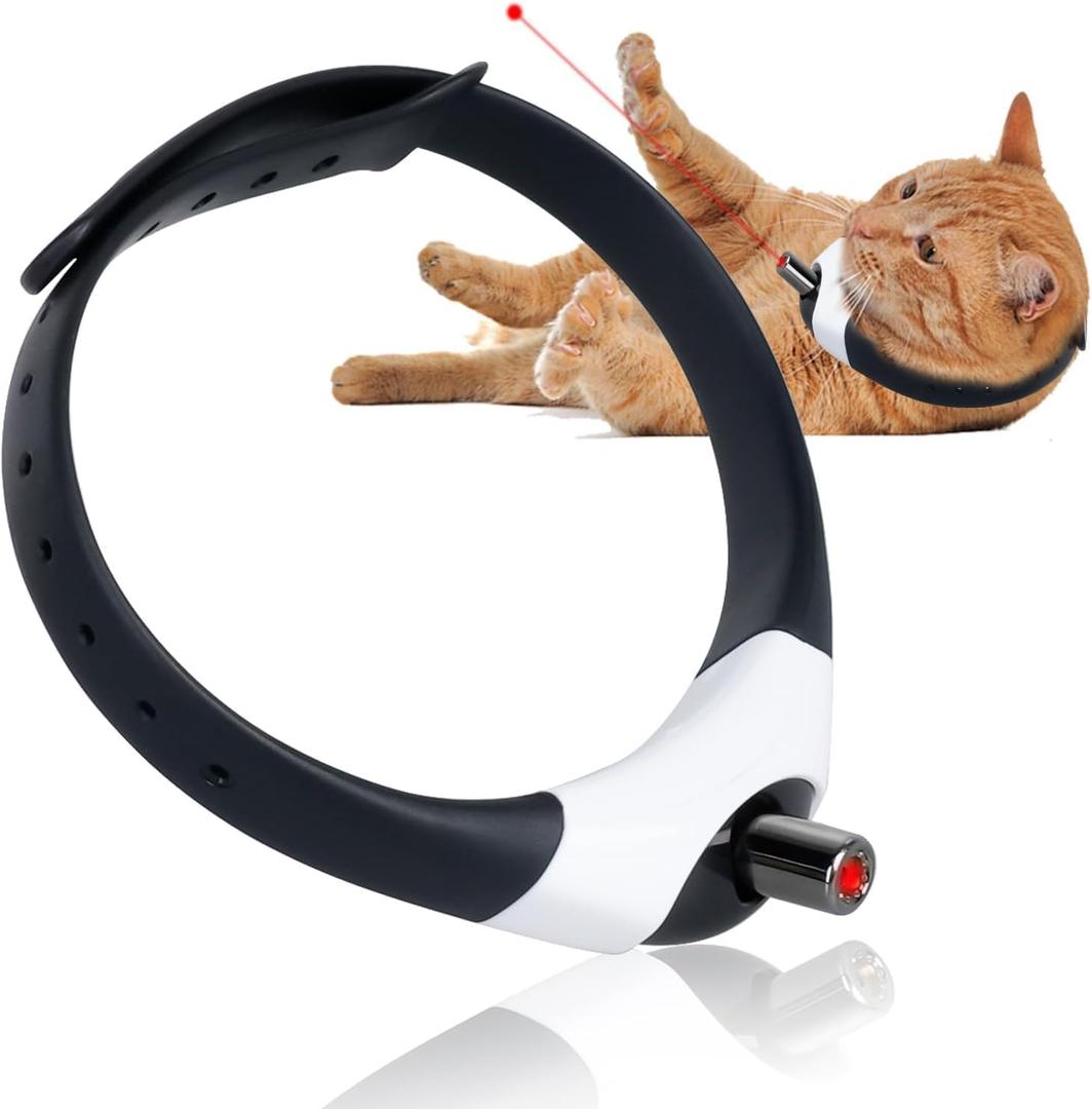 Wearable Automatic Cat Toys, Interactive Laser for Indoor Cats, Cat Laser Kitty Toys for Indoor Cats, USB Rechargeable - Black