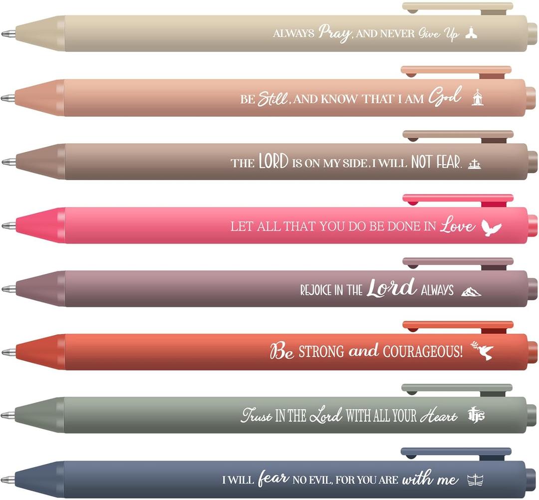 Sayglossy 80 Pcs Bible Verse Pens Christian Ballpoint Pens Inspirational Quotes Writing Tool Small Retractable Tiny Black Ink Religious Gifts for Women Men Office School (Light Color)