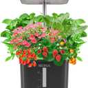 Hydroponics Growing System Indoor Garden - MUFGA 4 Pods Herb Garden Kit Indoor with LED Grow Light, Plants Germination Kit(No Seeds), Ideal Gardening Gifts for Women, Birthday Gifts for Mom, Black