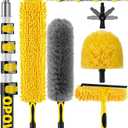 30 Foot High Ceiling Duster Kits with 7-24ft Heavy Duty Extension Pole, High Reach Duster for Cleaning,Microfiber Feather Duster,Cobweb Duster,Ceiling Fan Duster,Window Squeegee & Cleaner