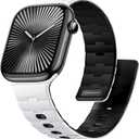 Bandletic Magnetic Silicone Watchband Compatible with Apple Watch Band 44mm 45mm 46mm 49mm 42mm 41mm 40mm 38mm Men Women, Strong Magnet Sport Strap for iWatch Series 11 10 9 8 7 6 5 4 Ultra SE 3 2 1 (White/Black)