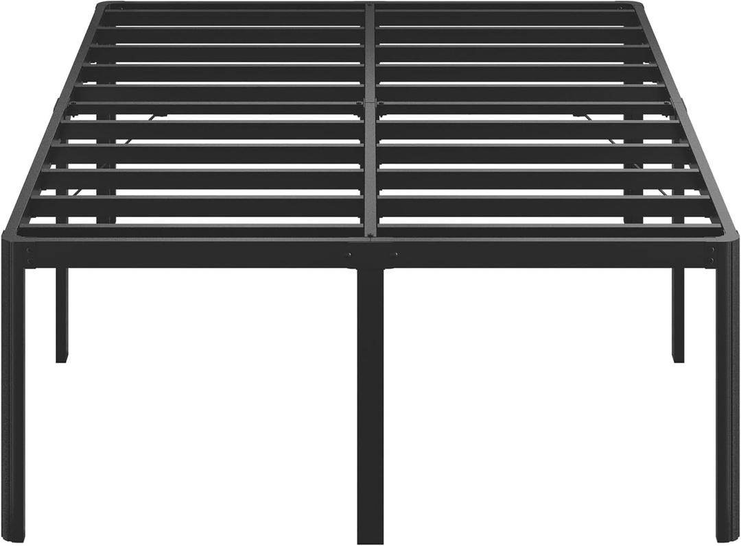 Lutown-Teen 25 Inch High Full Size Bed Frame with Rounded Corner Legs, Sturdy Mattress Foundation, Heavy Duty Metal Platform Bed Frame Full No Box Spring Needed, Noise Free, Easy Assembly, Black