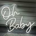 Oh Baby Neon Sign Large 21.5" x 20" for Backdrop Light Up Sign Baby Shower Decor Bedroom Wall Gender Reveal Birthday Party Decorations