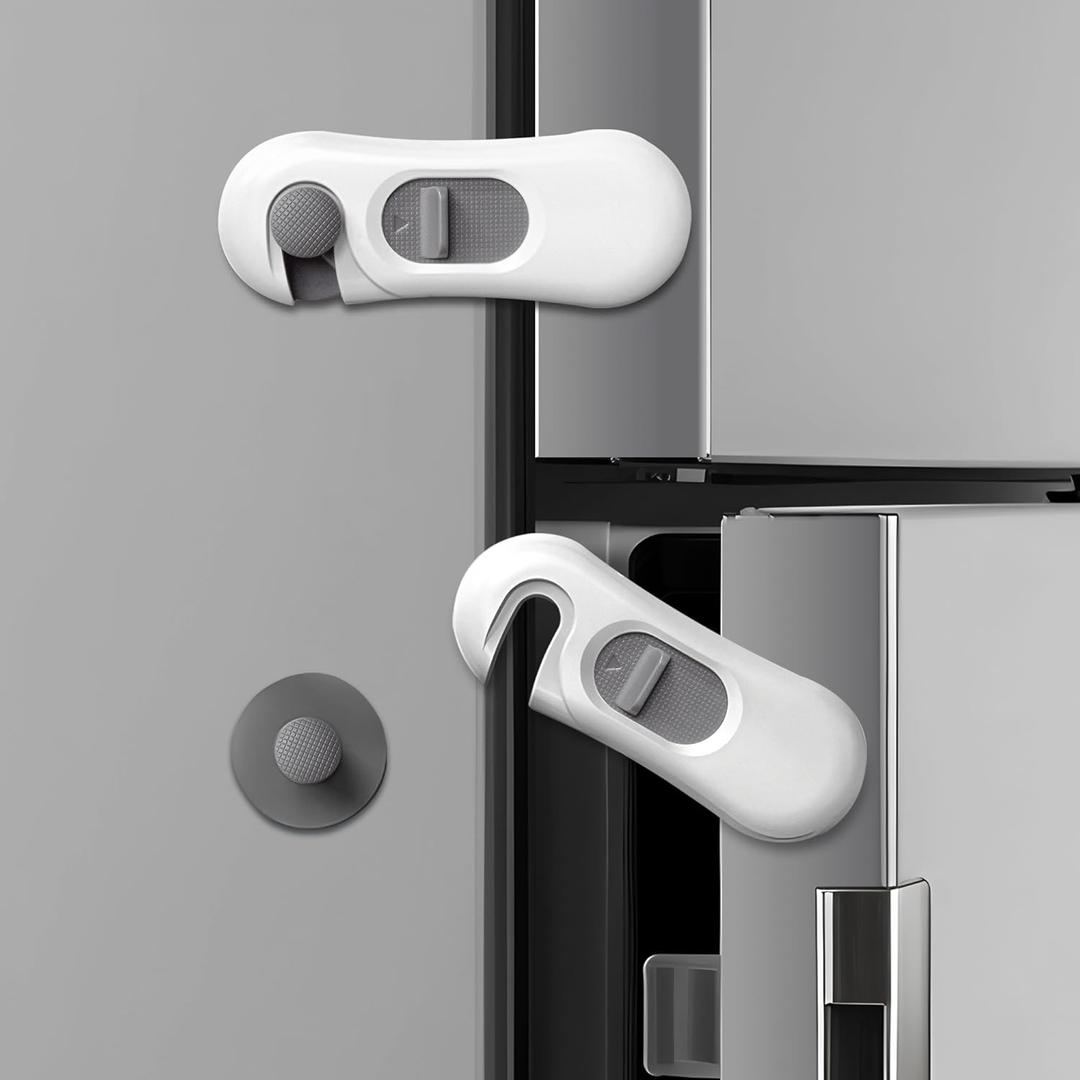 5-Pack Child Proof Refrigerator Lock with 3M Adhesive, Baby Child Safety Cabinet Locks, Kids Safety Fridge Locks for Oven Drawers Freezer Door Latches- White