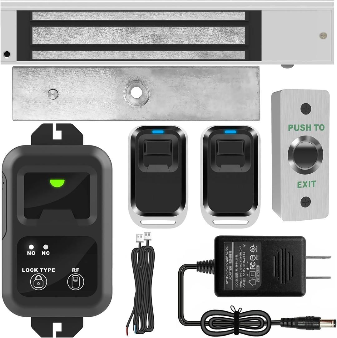 Access Control Outswinging 600lb Electric Magnetic Door Lock Kit System with RF Remote Control