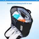 Swim Bag Mesh Drawstring Backpack with Shoe Compartment & Wet Pocket Waterproof Beach Backpack Pool Bag for Swimming, Gym, Travel and Workout Gear (Black)
