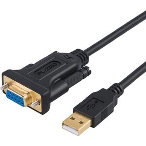 CableCreation USB to RS232 Adapter with PL2303 Chipset, 6.6ft USB 2.0 Male to RS232 Female DB9 Serial Converter Cable for Cashier Register, Modem, Scanner, Digital Cameras, CNC,Black