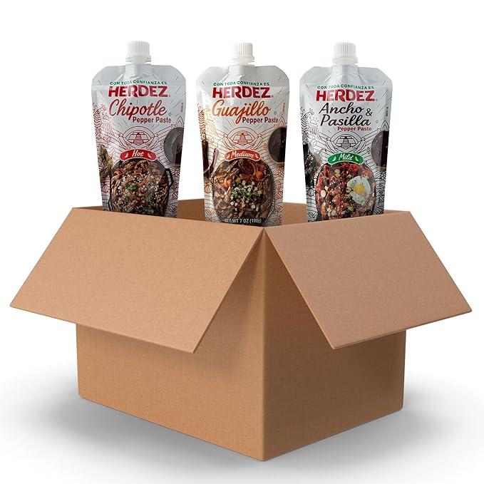 Pack of 3 Herdez Ancho & Pasilla Pepper Paste, A Mild Pepper Paste Used To Add Flavor To Mexican Dish, Best Before 08/20/2025 