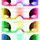 TOODOO 4 Pairs LED Visor Glasses Light up Futuristic Luminous Rave Glasses 7 Colors 4 Modes for Club Christmas Party(Cool Style)
