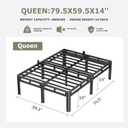 NKZ Queen Size Bed Frame 14 Inch, Metal Bed Frame & Box Spring 2 in 1 Platform with Round Corner Legs, 4000lbs Weight Capacity Reinforced Metal Frame, Headboard Hole, Noise-Free, Easy Assembly