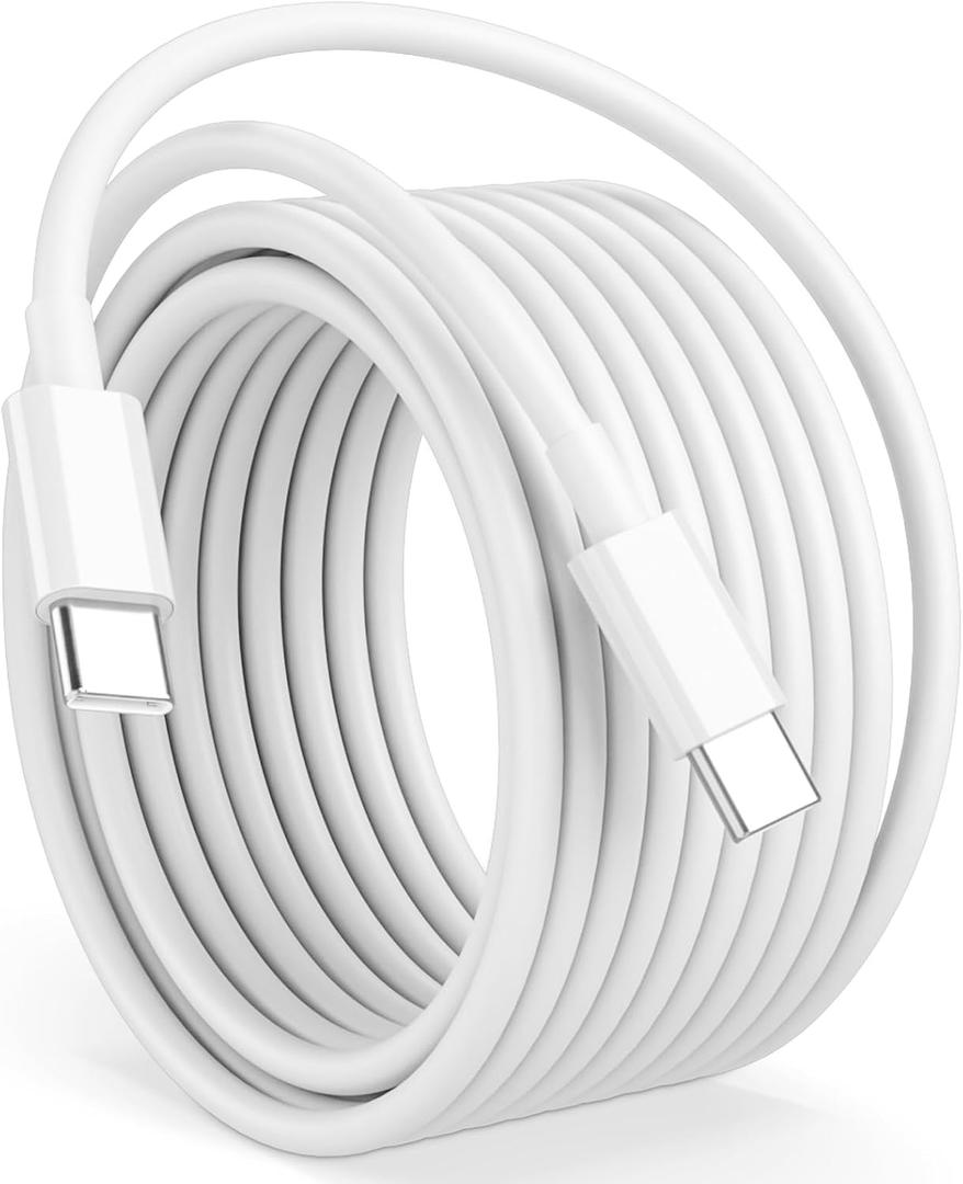 Cabepow 15FT USB C to USB C Cable, 60W USBC to USBC Cord, Extra Long Type C to Type C Fast Charging Cable for iPhone 17 16 15 Pro Plus Pro Max, Galaxy S25 S24, iPad Pro/Air, MacBook Pro/Air and More (White)