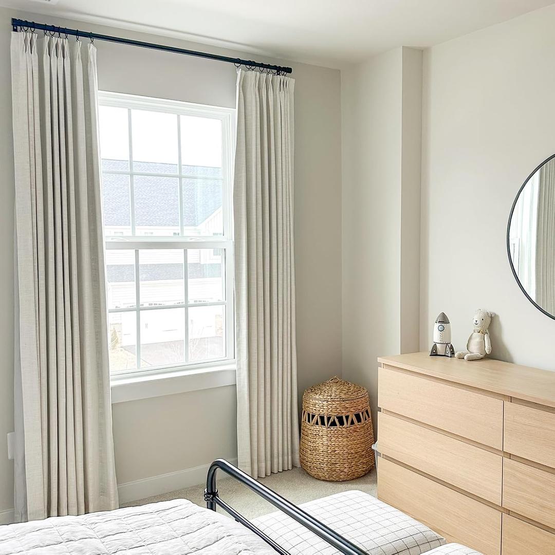 Luma 100% Linen Custom Curtains Custom DrapesBlackout/Room Darkening Curtains for Living Room,3 Colors for Choosing,1 Panel