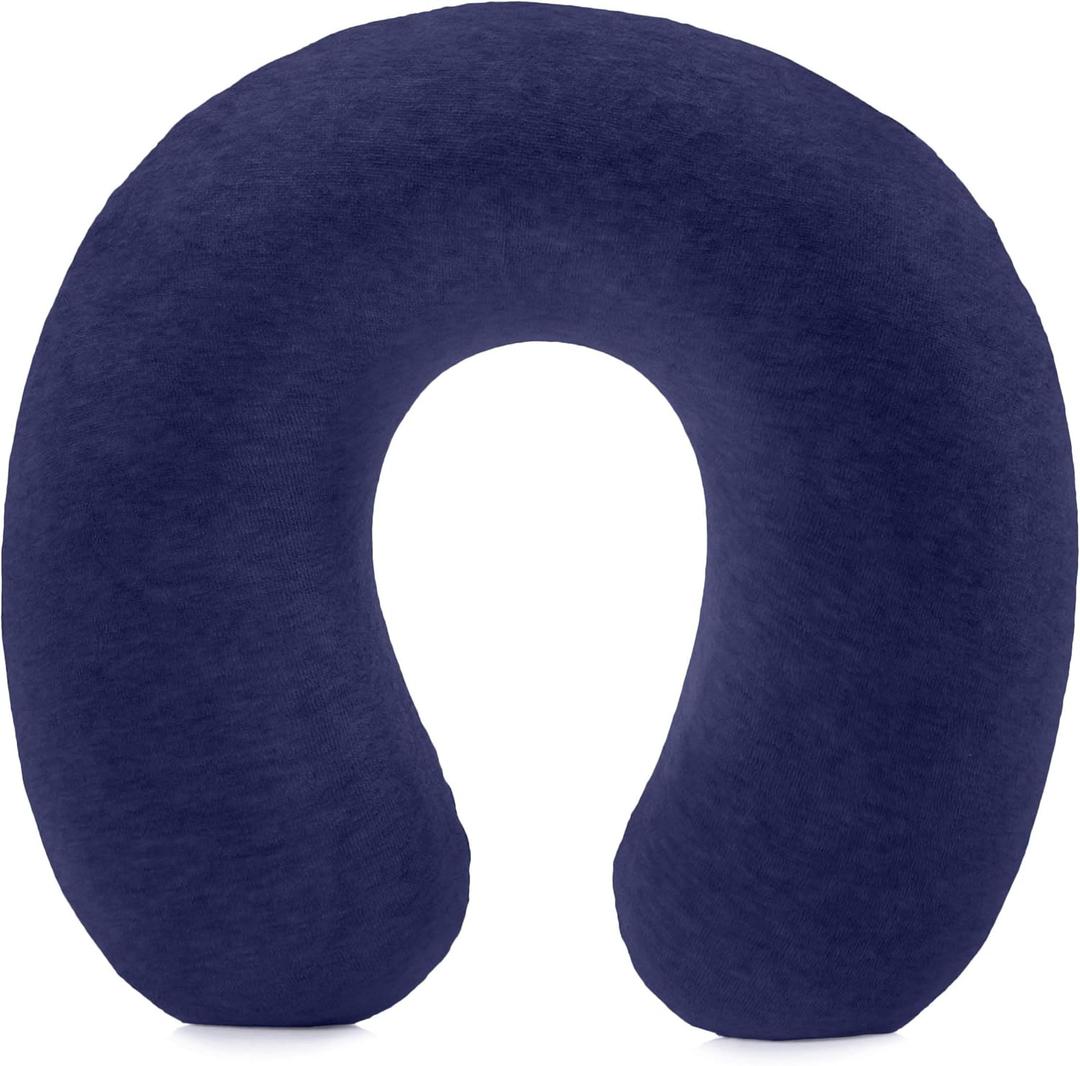 Amazon Basics Semicircular Memory Foam Neck Travel Pillow, Navy Blue