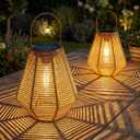 Solar Lanterns, 2 Pack Rattan Hanging Lights Solar Lanterns Outdoor Waterproof Outside Solar Lamp for Garden Patio Yard Porch Pathway Table Decor Decorative Birthday Gifts for Mom Grandma