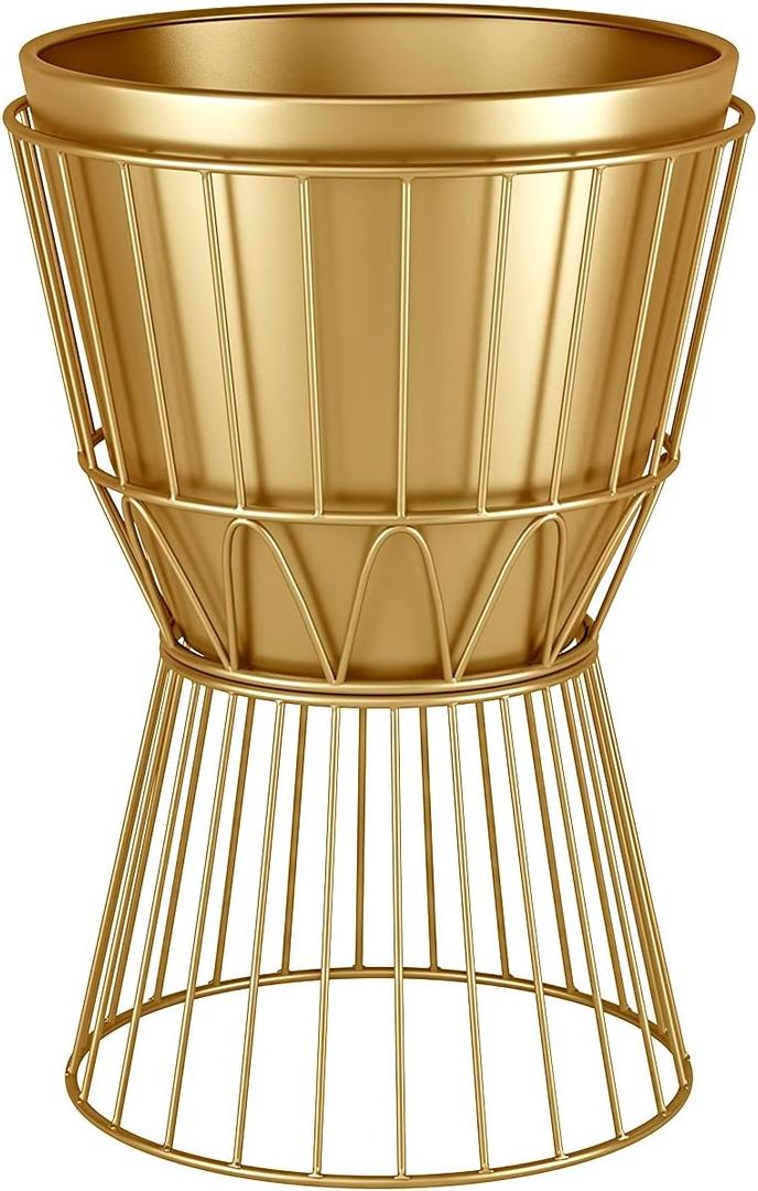 Gold Planter Stand with Pot 12" - Decorative Metal Plant Holder Stand Indoor, Gold Plant Stand Modern Flower Potted Rack for Corner Display, Living Room, Office, Modern Home Decor - 17.5" Tall