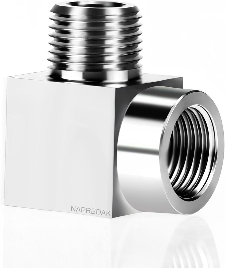90 degree elbow pipe fitting NPT 1/2 male to female forged street elbow, 304 stainless steel L fitting for hydraulic system pressure regulator and gauge, 4350 psi, 1 pc