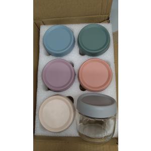 NETANY 6-pack 8oz Glass jars with Airtight Lids, Overnight Oats Containers with Lids, Wide mouth Mason Salad jars, Glass Food Storage Containers for Snacks Yogurt Spice Sugar