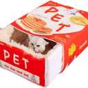 Cat Nest Snack Box Bed Biscuit Burger Box Pet Bed Winter Warm Dog House Removable Plush Pad Closed Four-Season Pet Nest (L,Red)