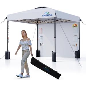 12X12 Pop Up Canopy Tent,Removable Pockets Sidewall for Extra Storage,Easy Up Canopy,Heavy Duty One Person Set Up Event Tent,White