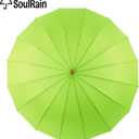 SoulRain 16 Ribs 48" Stick Umbrella Auto Open Solid Color Fashionable and Simple，Arc Classic Wood Handle，Windproof Unbreakable Stick Rain Umbrella
