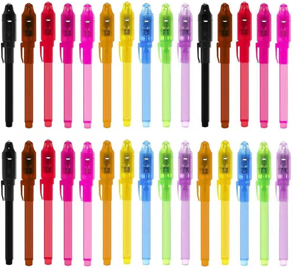 30 Pack Invisible Ink Pens with UV Light, Magic Spy Pen for Secret Messages, Birthday Party Favors Easter Egg Hunt Halloween Goodie Bags Stocking Stuffers Valentine's Day Gifts for Kids Ages 3+