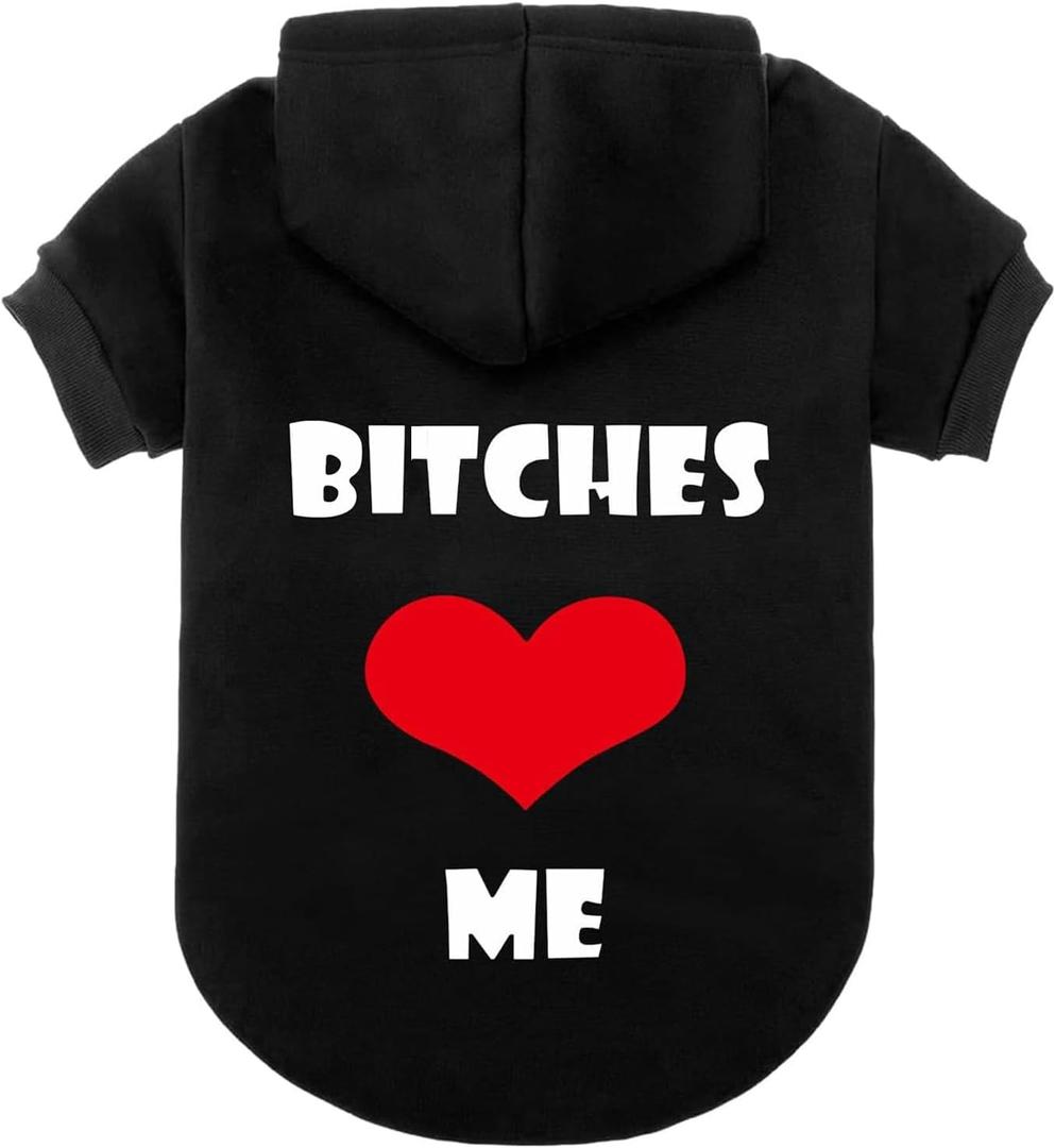 EXPAWLORER Dog Hoodies- Fall Soft and Warm Dog Sweatshirt with Leash Hole, Winter Autumn Fleece Pet Clothes with Love ME Print for Puppy,Cat, Small Medium Large Dogs