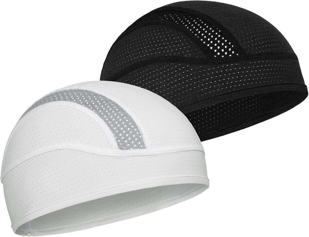 Skull Cap Helmet Liner Beanie, Cooling Mesh Cycling Running Hat for Men Women, Fits Under Helmets, 