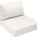 AAAAAcessories Outdoor Seat Cushions for Chairs, Fade-Resistant, Waterproof Patio Furniture Replacement Cushions, 25.5" x 25.5" x 5" + 25.5" x 13.5", Creamy White