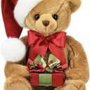 Bearington Christmas Stuffed Animals Christmas Teddy Bear Plush with Santa Hat - Holden Presents 15"