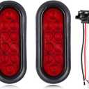 Red Trailer Truck LED Sealed RED 6" Oval Stop/Turn/Tail Light Marine Waterproof Including 3-pin water tight plug
