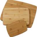 Farberware 3-Piece Kitchen Cutting Board Set, Reversible Chopping Boards for Meal Prep and Serving, Charcuterie Board Set, Wood Cutting Boards, Assorted Sizes, Bamboo