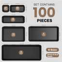 A-LuGei 【𝟲 𝗦𝗜𝗭𝗘 & 100PCS】 Tool Box Organizer Tray Set【Fits 100+ Tools】 Black Plastic Drawer Divider Desk Drawer Organizer Garage Organization for Rolling Tool Chest Cart Workbench Office Storage