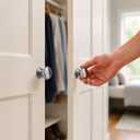 trust4care 2-Pack Extra Large Brushed Satin Nickel Bi-fold Closet Dummy Door Knobs with Wide Base, Brass Wardrobe Dresser Kitchen Cabinet Pantry Doorknobs, 1-3/5“ Bathroom Drawer Pulls Handles