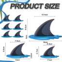 Chunful 6 Pieces Wooden Shark Fin Centerpieces Table Sign Shark Theme Party Birthday Decorations Summer Tiered Tray for Ocean Summer Party Supplies