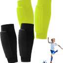 2 Pairs Soccer Shin Guards for Kids Youth Adult,Shin Guards Soccer Calf Compression Sleeve with Honeycomb Pads,Lightweight Shin Protector Support for Baseball MTB FootballBoys Girls Protective Gear (Small, Black+Green)
