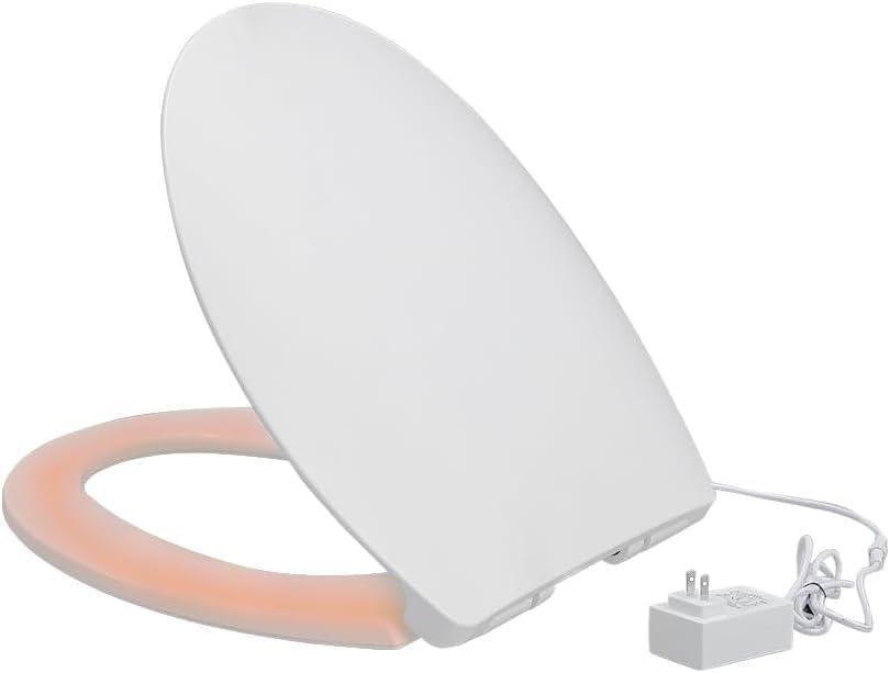 Heated Toilet Seat with Plug-in and Seat Soft Close, New technology for skin feel surface, Easy Installation(Round)