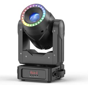 150W Ring Moving Head DJ Lights with 2-Way Rainbow Effect,7 Color 7 Gobo 3 Prism LED RGBW 4-IN-1 Stage Lighting Controlled by 13/15CH DMX-512Sound Activated Beam Light for Party KTV Wedding Christmas