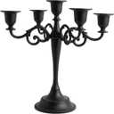 Rely+ 5 Arm Matte Black Candelabra Taper Candle Holders Decorations Indoor Kitchen Dcor Table Candles Candlestick Candelabra Centerpiece Gothic Home Decor Wedding 10 Inch Tall