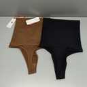 DREAM SLIM Women's High-Waist Seamless Body Shaper Briefs Firm Control Tummy Thong Shapewear Panties Girdle Underwear (Medium-Large, Nude 2/Black 2 Pack)