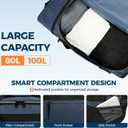Uarition 80L Foldable Rolling Duffle Bag with Wheels, 28 Large Duffle Bag for Travel, Carry On Luggage Duffel Bag for Traveling/Camping/Moving, Water Resistant, Blue