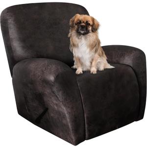 ANARACHON Leather Look Oversize Recliner Chair Covers, Thick 4 Pieces Recliner Covers for Recliner Chair, Leather Cover for Recliner Slipcovers for Pets Kids(X-Large, Black Coffee)