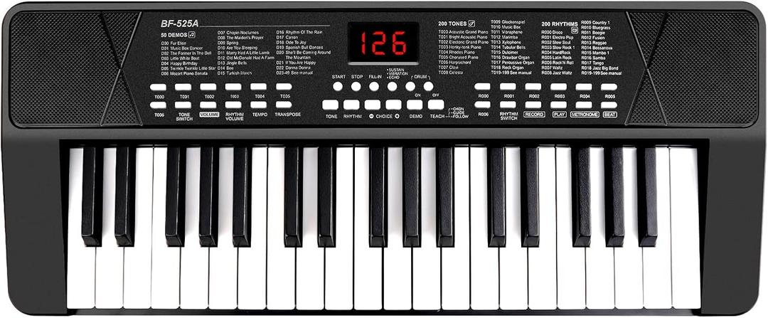 M SANMERSEN Piano Keyboard for Beginners, 37 Keys Built-in 1200mA Rechargeable Battery Electronic Piano Keyboards Portable Music Pianos Keyboard with Mic LED Screen Teaching Gift for Beginner, Black