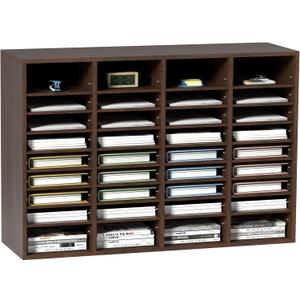 VEVOR Literature Organizer, 36 Compartments Office Mailbox with Adjustable Shelves, Wooden Mailbox Sorter Medium Density Fiberboard Office Home Classroom Storage for Files, Documents, Papers, Grey (Brown)