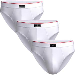 DANISH ENDURANCE Mens Underwear Briefs, Cotton for Men, Boxer Briefs Pack, Ropa Interior Hombre, Calzoncillos White/Red L