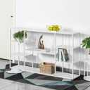 55 Long Narrow Sofa Table,Industrial Console Table with 8 Shelves Behind Couch,Display Shelf for Entry Way,Hallway,Corridor,Living Room,Foyer(White, 55.1211.8131.5)