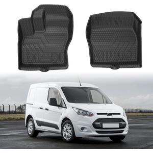 Mixsuper Custom Fit Front Floor Mats for 2014-2021 Ford Transit Connect with Vinyl Flooring and Floor Posts Only, All Weather Floor Liners Durable 1st Row Set Black