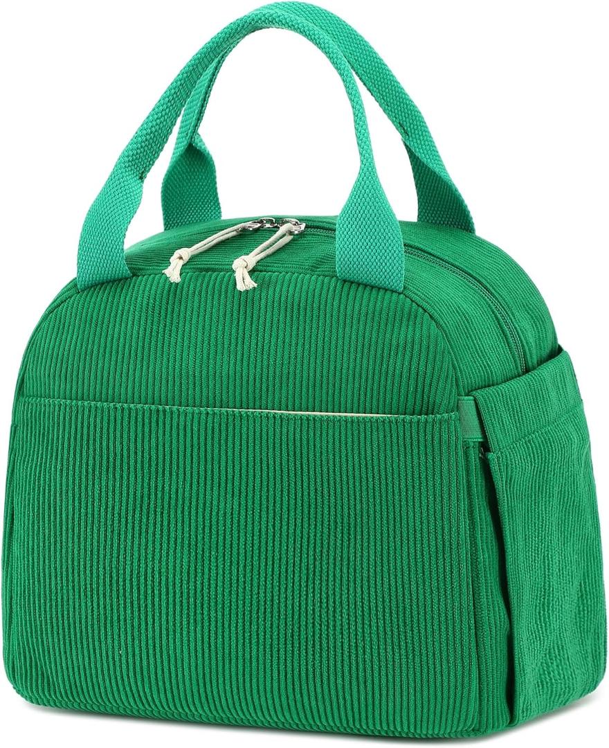 Bluboon Lunch Bag for Women Men Cute Corduroy Lunch Tote Bags Reusable Insulated Lunch Box Large Capacity Reusable Insulated Cooler for Work Picnic or Travel (Medium (10L))