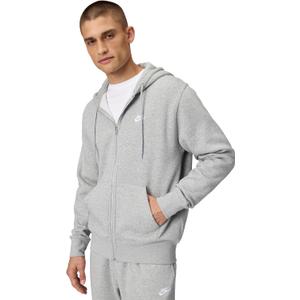 Nike Men's Club Full-Zip Fleece Hoodie (Large, Dark Grey Heather/Light Smoke Grey/White)
