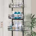 Consumest Over The Door Shower Caddy - 4 Tier Adjustable Hanging Shower Organizer Shelf with 2 Soap Holders & 22 Hooks, Rustproof Easy Installation Hanging Storage Rack for Bathroom, Black