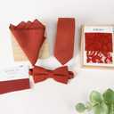 Spring Notion Mens' Linen Blend Suspenders and Bow Tie Set for Groomsmen Wedding (42 Inch, Rust)